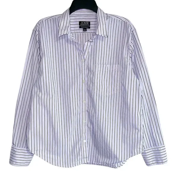 J Crew Garcon Classic Fit Shirt Plus Size 14 Top Striped Lavender Button Up - Picture 2 of 9